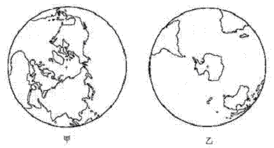 读"南,北半球海陆分布图",回答下列问题.